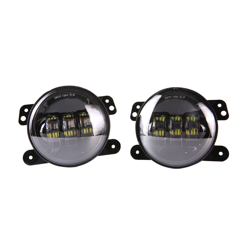 2xRound светодиодный 7 дюймов фары лампа подсветка Angel Eyes для Jeep Wrangler JK LJ TJ 60 Вт для Lada Niva 4x4 suzuki samurai - Цвет: 4inch Fog Light