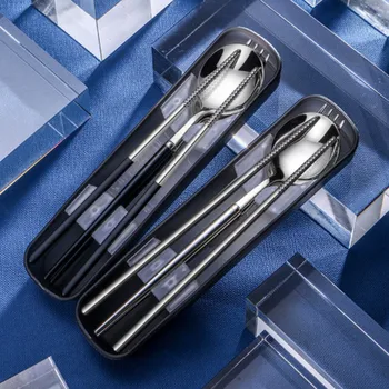 

High Quality Cutlery Set Western Dinnerware Set Portable Stainless Steel Kitchen Adult Student Forks Spoons chopsticksTableware