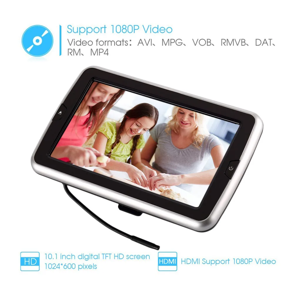10,1 дюймовый ультратонкий HD 720P цифровой TFT экран ультратонкий дизайн подголовник автомобиля dvd-плеер X10D 806D 606D мультимедийный плеер