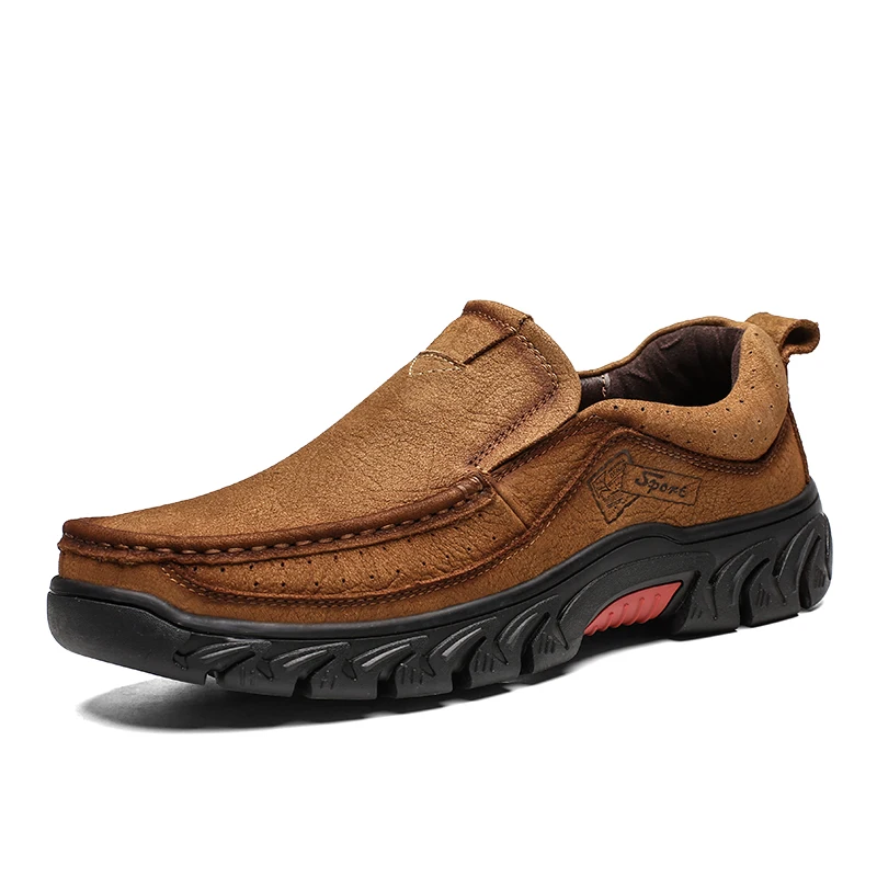 CUNGEL/Мужская обувь для пеших прогулок; удобная обувь из воловьей кожи; уличные дышащие кеды; походные ботинки; обувь для альпинизма - Цвет: 80156-khaki