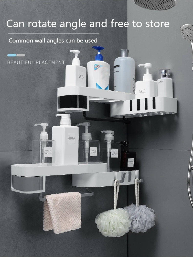 1 pcs Corner Shower Shelf Bathroom Shampoo Shower Shelf Holder Kitchen Storage Rack Organizer Wall Mounted Type baño 4полка для ► Photo 2/6