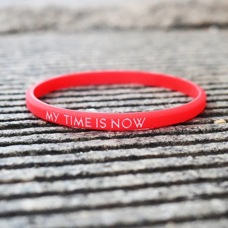 Модные пара силиконовых браслетов, вдохновляющий браслет "My Time Is Now", для мужчин и женщин, для спорта на открытом воздухе, Резиновая лента, подарок - Окраска металла: Red