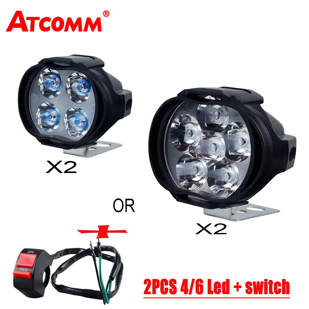ATcomm 2 шт. 6 светодиодный светильник для мотоцикла головной в сборе 20 Вт 2000 лм +
