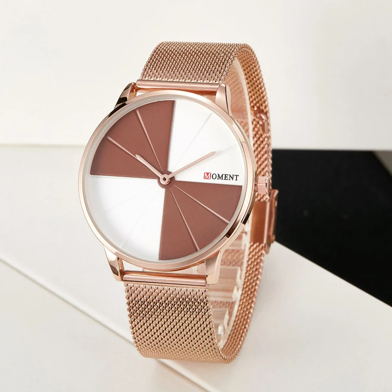 Full Steel Colorblock Unique Quartz Watch Women Fashion Mesh Belt Black Gold Silver Male Drop Shipping Palette Watch Dial