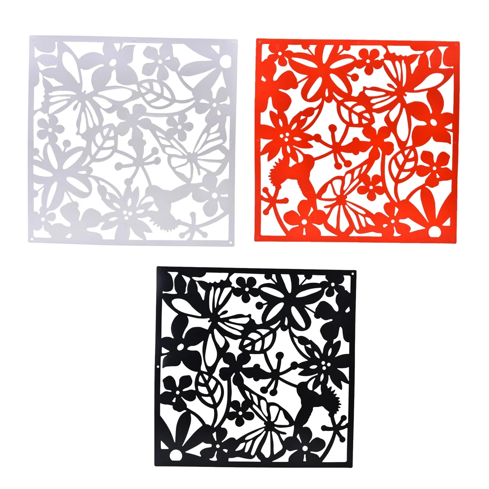 12 Pcs Safety PVC Hanging Room Dividers Screen Panel with Butterfly Flower and Bird for Decoration White & Red & Black