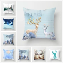 Fuwatacchi Christmas Deer Forest Printed Pillow Cover  Animal Cushion Cover For Sofa Car Chair...
