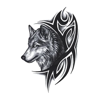 

1Pcs Wolf Temporary Tattoo Sticker Men Women Black Animal Waterproof Tattoo Multi Styles Water Transfer Fake Tattoo