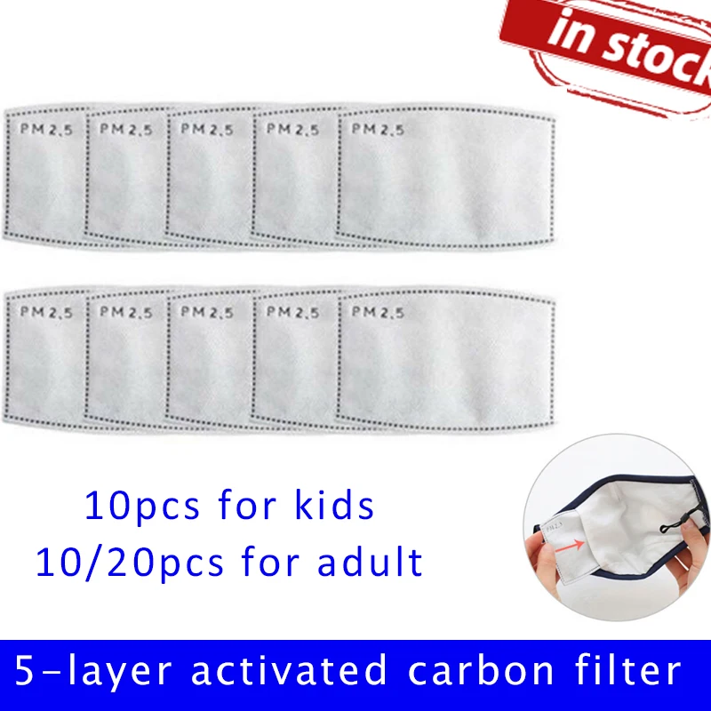 

20/10pcs Disposable Filter Pad for Kids Adult Face Mouth Mask Respirator PM25 Suitable Protective Mas