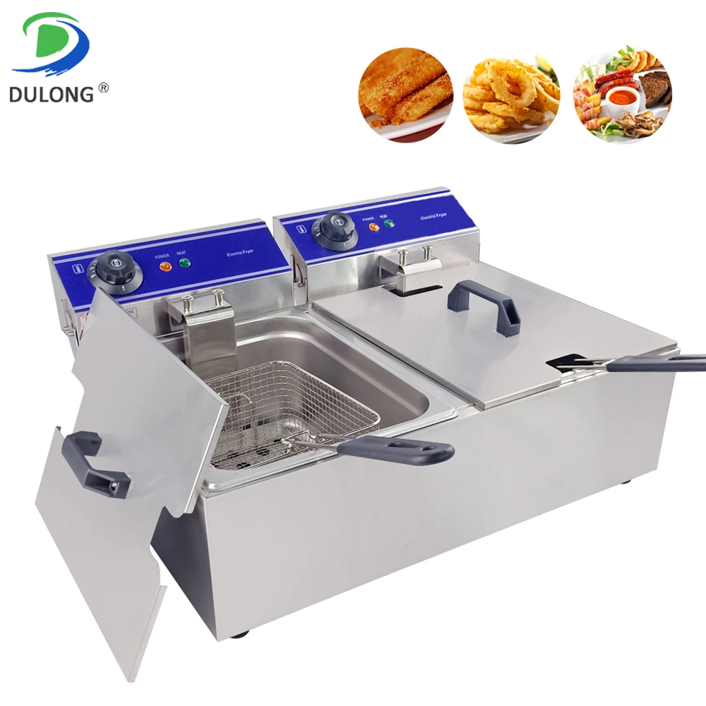 

20L Electric Deep Fryer Commercial Temperature Control Fried Pans Stainless Steel Fat Frying Machine for Chicken French Fries