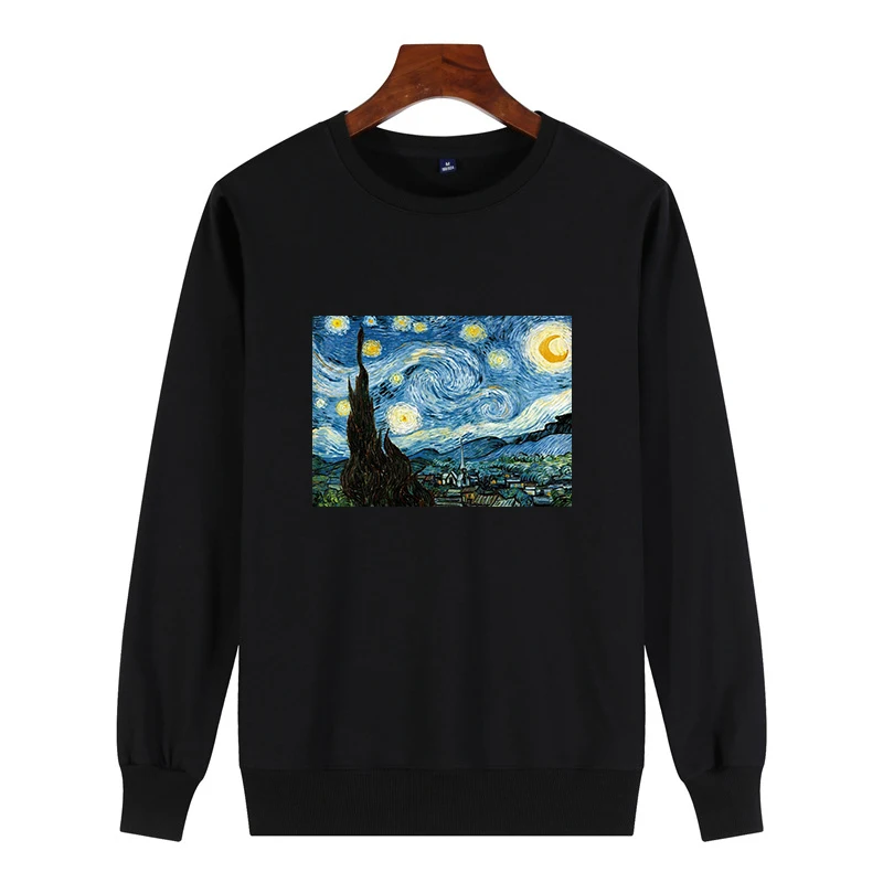 9314 Black Kpop модные толстовки Van Gogh Art масляная краска Harajuku Michelangelo Ulzzang винтажная Толстовка с длинным рукавом Женская негабаритная Толстовка - Цвет: 9314 Black