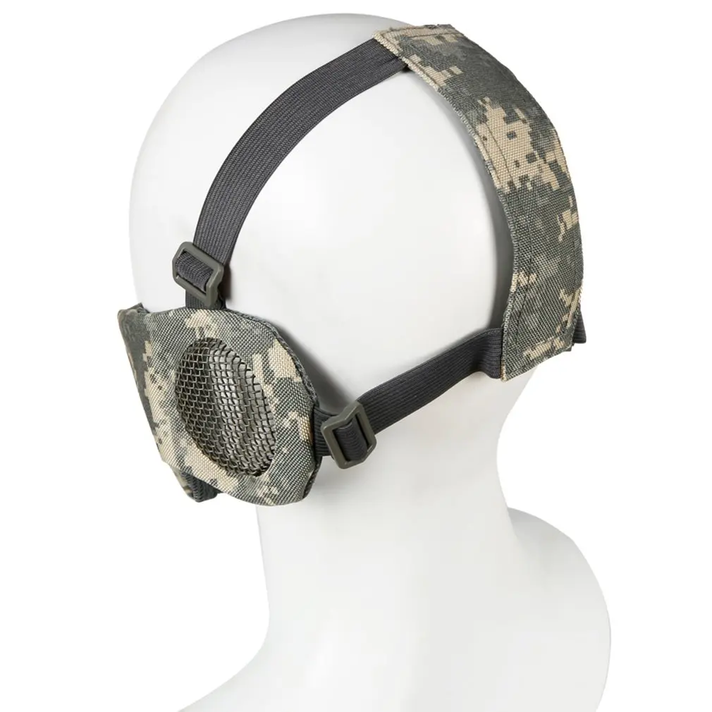 

Tactical Airsoft Mask Half Lower Face Metal Steel Net The Field Elite Ear Protection Outdoor Cycling Steel Tactical Mask