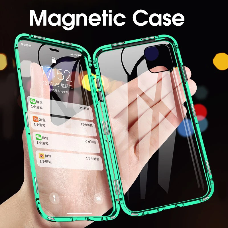 360 металлический магнитный адсорбционный чехлы чехол для телефона iPhone11 11 Pro MAX XR XS MAX X 7 8 6 6S Plus двойное закаленное стекло чехол чехлы на для айфон11 11 Pro Max xr xs max 7 8 6 6s плюс
