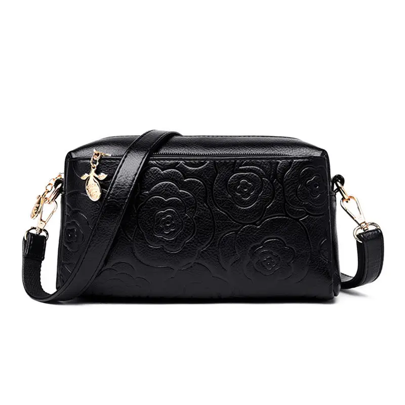 Роскошные сумки Bolsa Feminina, женские сумки, дизайнерские сумки с цветочным узором, женские брендовые сумки через плечо, женские сумки через плечо - Цвет: Black