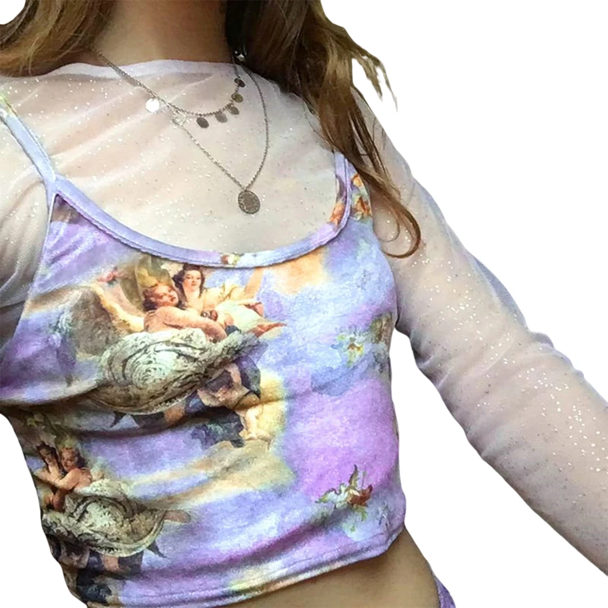 Женский топ на бретельках Camisole сексуальный с принтом талии повседневный летний