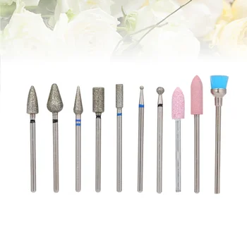 

10Pcs Portable Nail Drill Nail Epidermis Cleaning Tool Set Rotary Polishing File Grinding Bit Tool Set