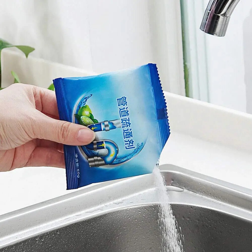 Drain Cleaner 50g Pipe Dredging Powder Powerful Sink Drain Sewer Cleaning Agent Toilets Drain Cleaners Household Cleaning Chemicals Tools