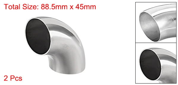 88.5x45x1.2mm Uxcell, 2 шт., фитинг из нержавеющей стали 304, длинный радиус, 90 градусов, локоть, стыковая сварка, 5/8 дюйма до 1-1/2 дюйма, диаметр 1-1,5 мм, толщина - Цвет: 88.5x45x1.2mm