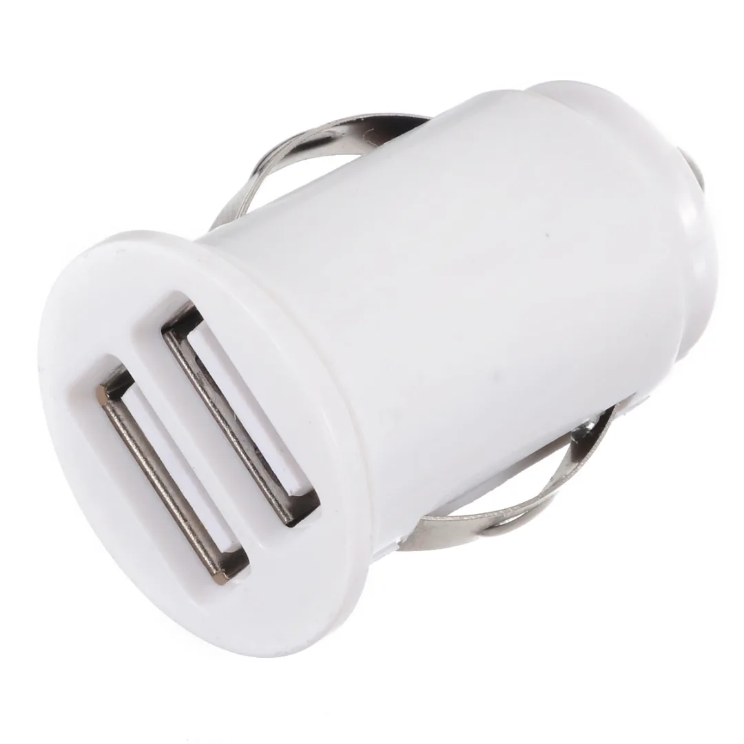 Car Truck Dual 2 Port USB Mini Charger Adapter for i-Phone 7 Plus 6 5S 4s for Huawei Android Phone Black White 12V Power
