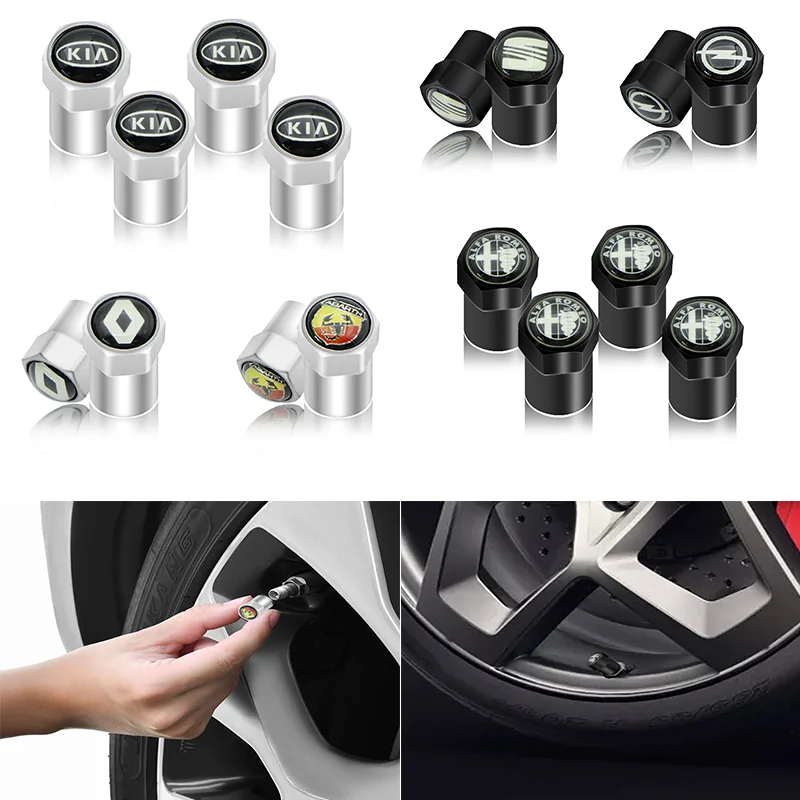 

4pcs for Fiats Punto Abarth 500 Stilo Ducato Palio Badge Chevrolets Cruze Captiva Lacetti Car Bicycle Accessories Tire Valve Cap