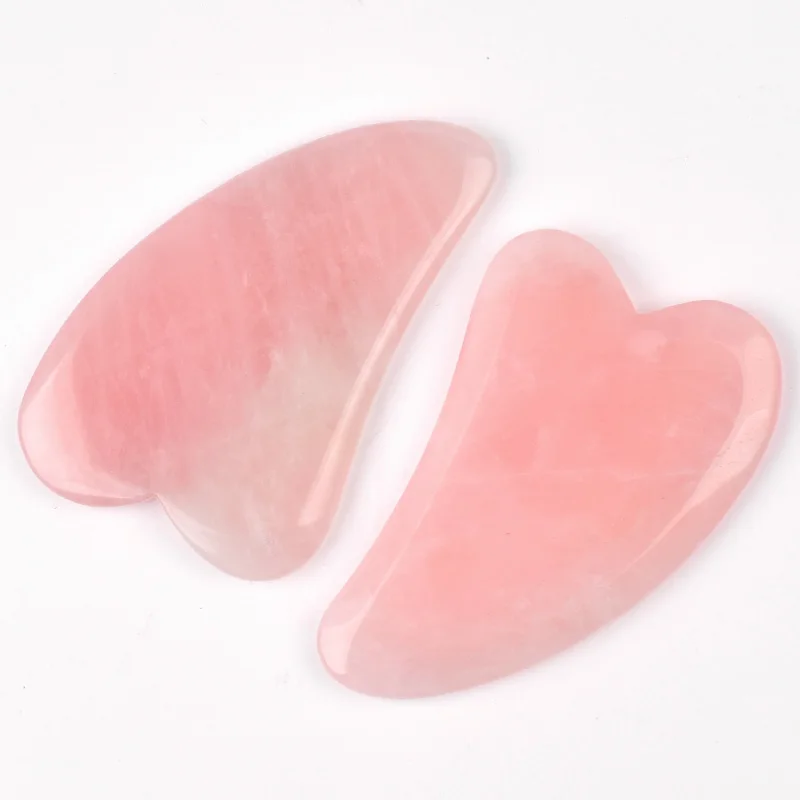 2 pieces 2 шт. натуральный розовый кварц Gua Sha скребок для кузова массажный инструмент для лица и спины массажер для ног Gua Sha - Цвет: 2 pieces
