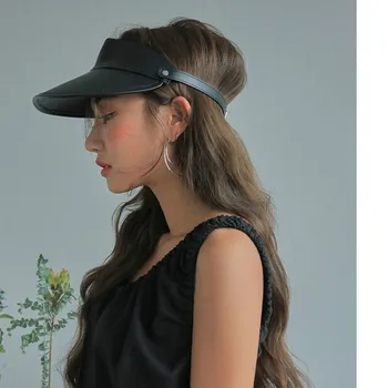 

Hat Summer Hide Substance Empty Top Brim Hat Women's Fashion Spring and Autumn Unroofed Sun Hat Versatile Casual Topee