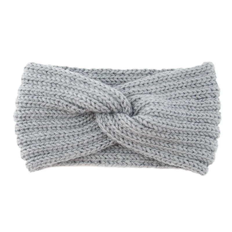 Зимние вязаные повязки, массивный головной убор для женщин, вязаный тюрбан - Цвет: light grey