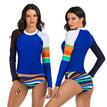 

Beautiful Swimsuit Rashguard Female For Fitness Bathing Suits Women Plus Size Swimwear Bikini Split Long Sleeve Surfing Suit