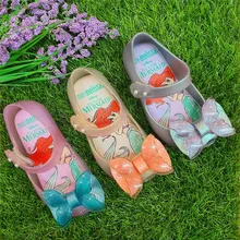 Новинка года; прозрачная обувь для девочек с изображением русалки; Детские пляжные сандалии; нескользящие сандалии для принцессы; SH19107