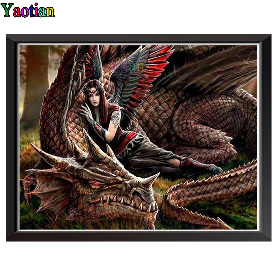 Diamond Embroidery New Arrival DIY Rhinestone Mosaic Angel Girl And Dragon Painting Full Square Round Cross Stitch Kits | Хобби и