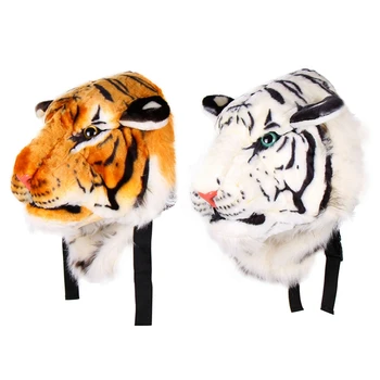 

2 Pcs New Unisex Animal Style Lifelike 3D Tiger Head Bag Knapsack Backpack Women Men Colors:Yellow & White