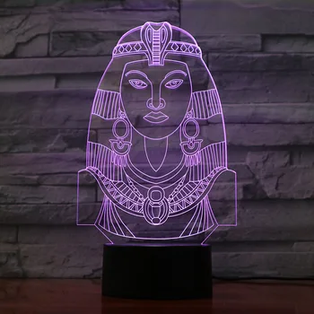 

3D Lamp Cleopatra Best Present for Children Touch Sensor Battery Powered 7 Colors with Remote Fancy Decor Led Night Light Lamp