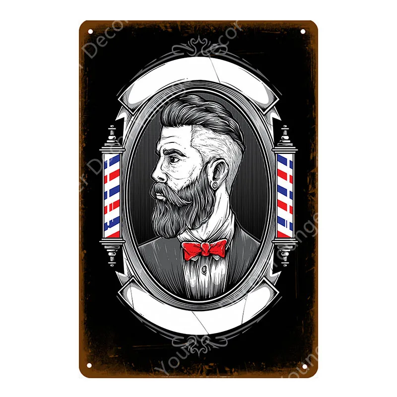 Barber Shop Metal Signs Haircuts And Shaves Advertising Decorative Board Home Wall Decor Hairdresser Gift Vintage Poster YI-165 - Цвет: YD7795BI