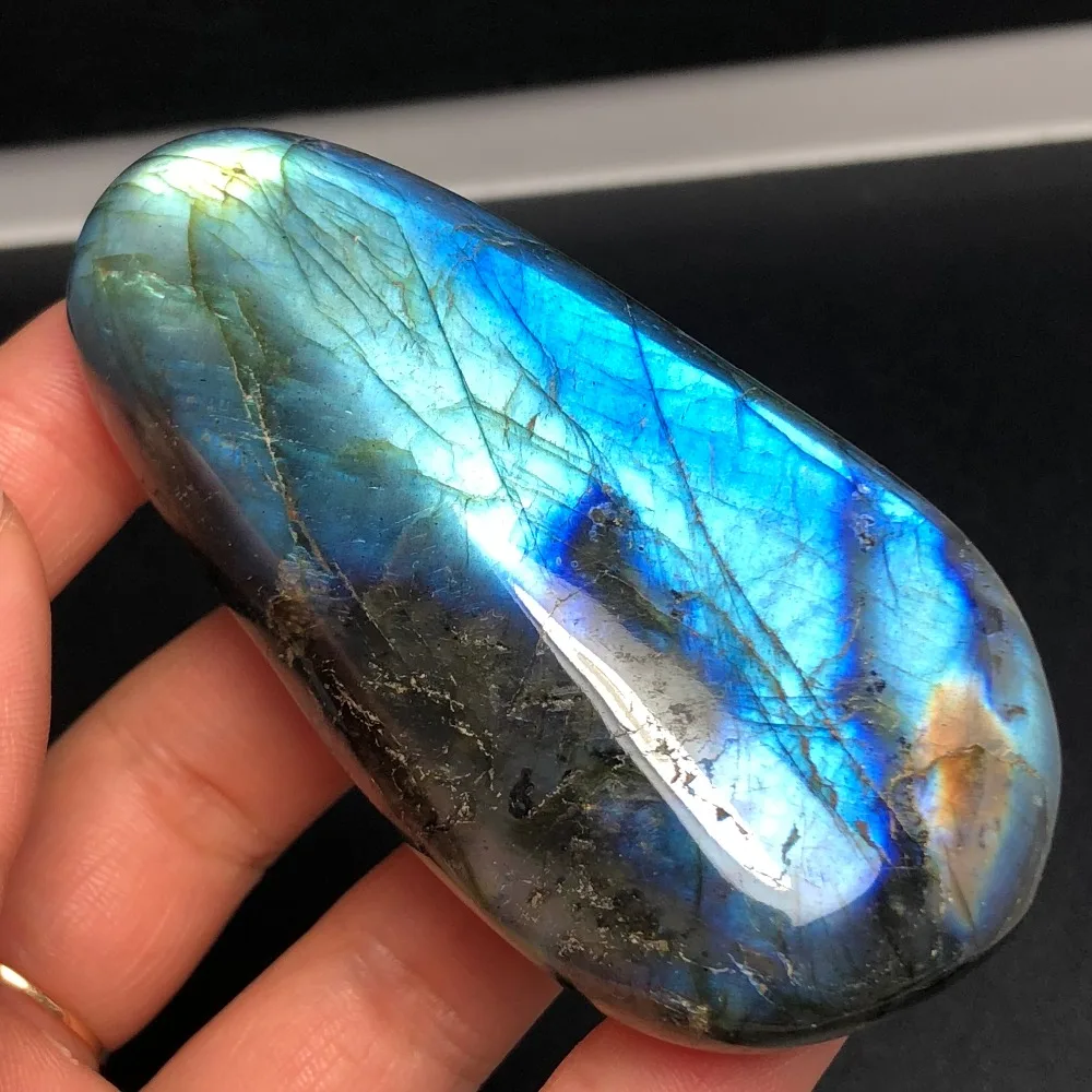 unique!Natural high light blue labrador mineral massage, meditation reiki healing