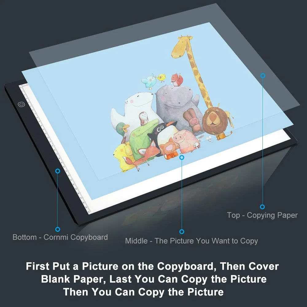 LED Light Box A4 Drawing Tablet Graphic Writing Digital Tracer Copy Pad Board For Diamond Painting Sketch Hotfix Rhinestone