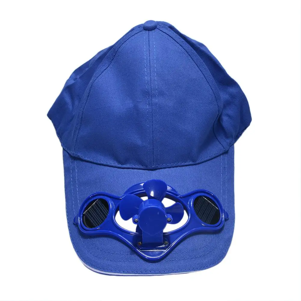 Летняя шляпа на солнечной батарее, вентилятор, энергосберегающий, без батареи, пляжная шляпа, вентилятор на солнечной батарее, мужская и женская шляпа на солнечной батарее - Цвет: Blue