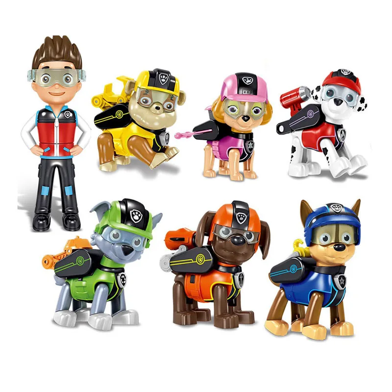 PAW Patrol Фигурки игрушки Райдер Marshall Rubble Chase Rocky Skye Zuma 7 шт./лот 8-10 см модель для детей на день рождения Рождественский подарок