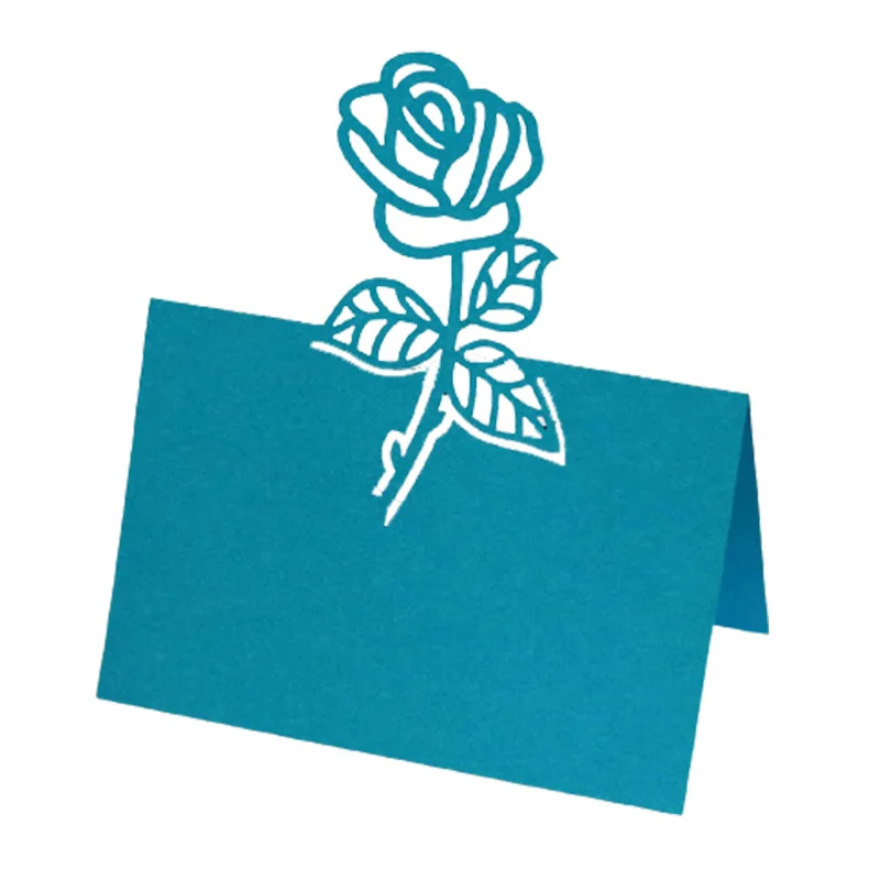 50pcs Vintage Rose Flower Laser Cut Table Name Place Cards DIY Lace Name Message Setting Card Wedding Birthday Party Favor Decor