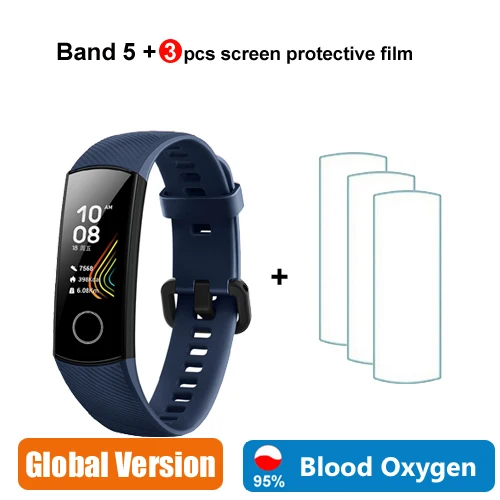 Blue add 3pcs film Huawei Honor Band 4 умный Браслет 50 м водостойкий фитнес-трекер сенсорный экран пульсометр дисплей вызов сообщение Показать - Цвет: Blue add 3pcs film