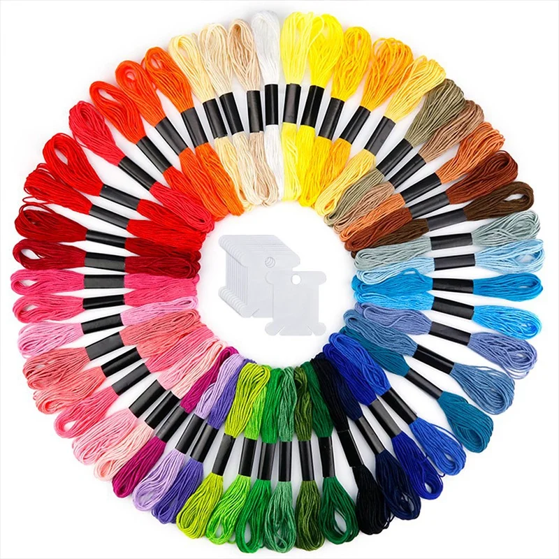 

Embroidery Floss 50 Skeins Friendship Bracelets Floss Rainbow Color Embroidery Thread Cross Stitch Floss with 12 Pieces Floss Bo