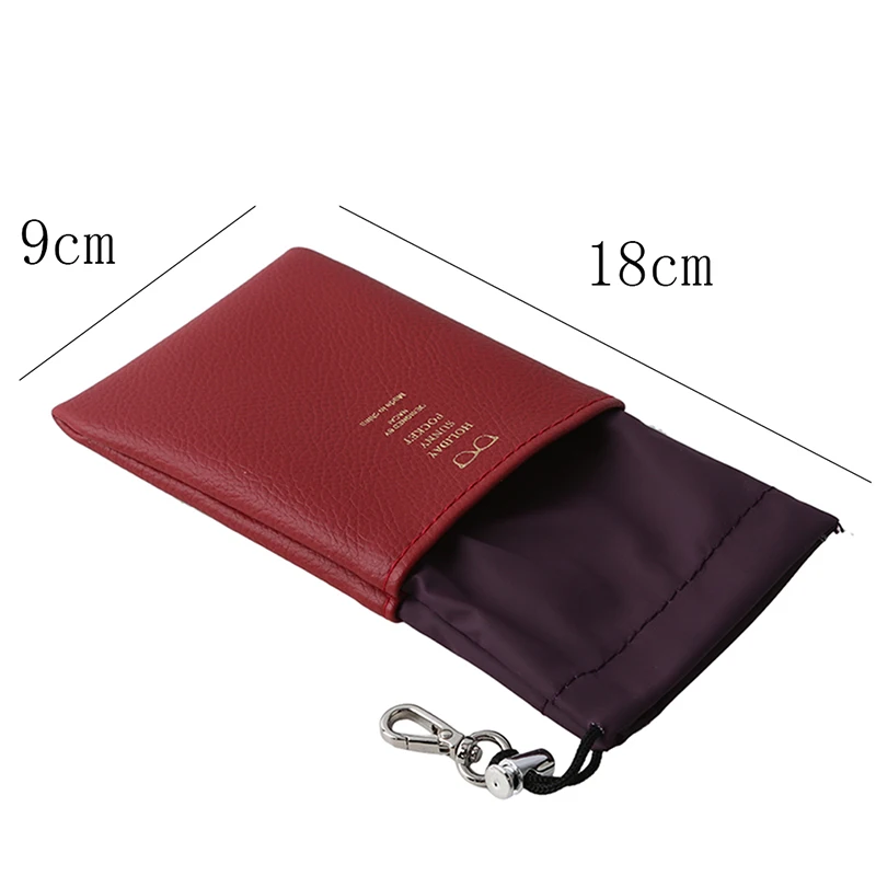 Eyeglass Sunglasses Slip Case Pouch with Clip Soft Case Holder PU Patchwork Black