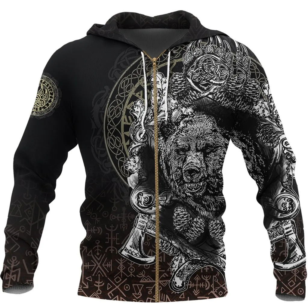 Tattoo Style Hoodie Bear Claws And Hammer 3D Printed Mens hoodies Unisex Sweatshirt Autumn Casual Streetwear DW766