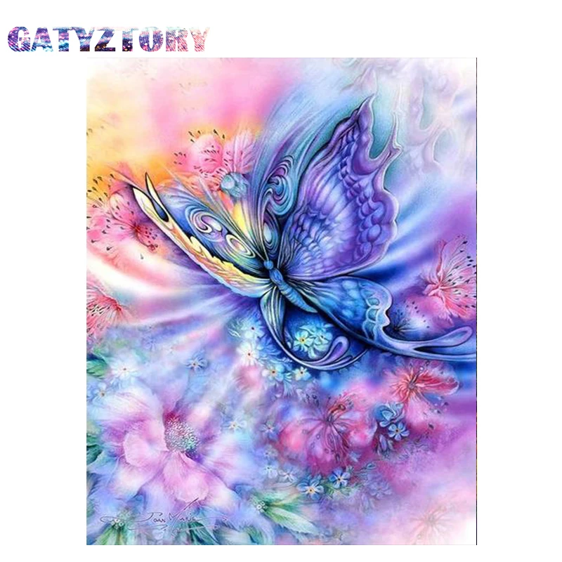 

GATYZTORY Diamond Embroidery animals butterfly Handmade Diamond Painting Village Needlework Mosaic Cross Stitch Home Decor