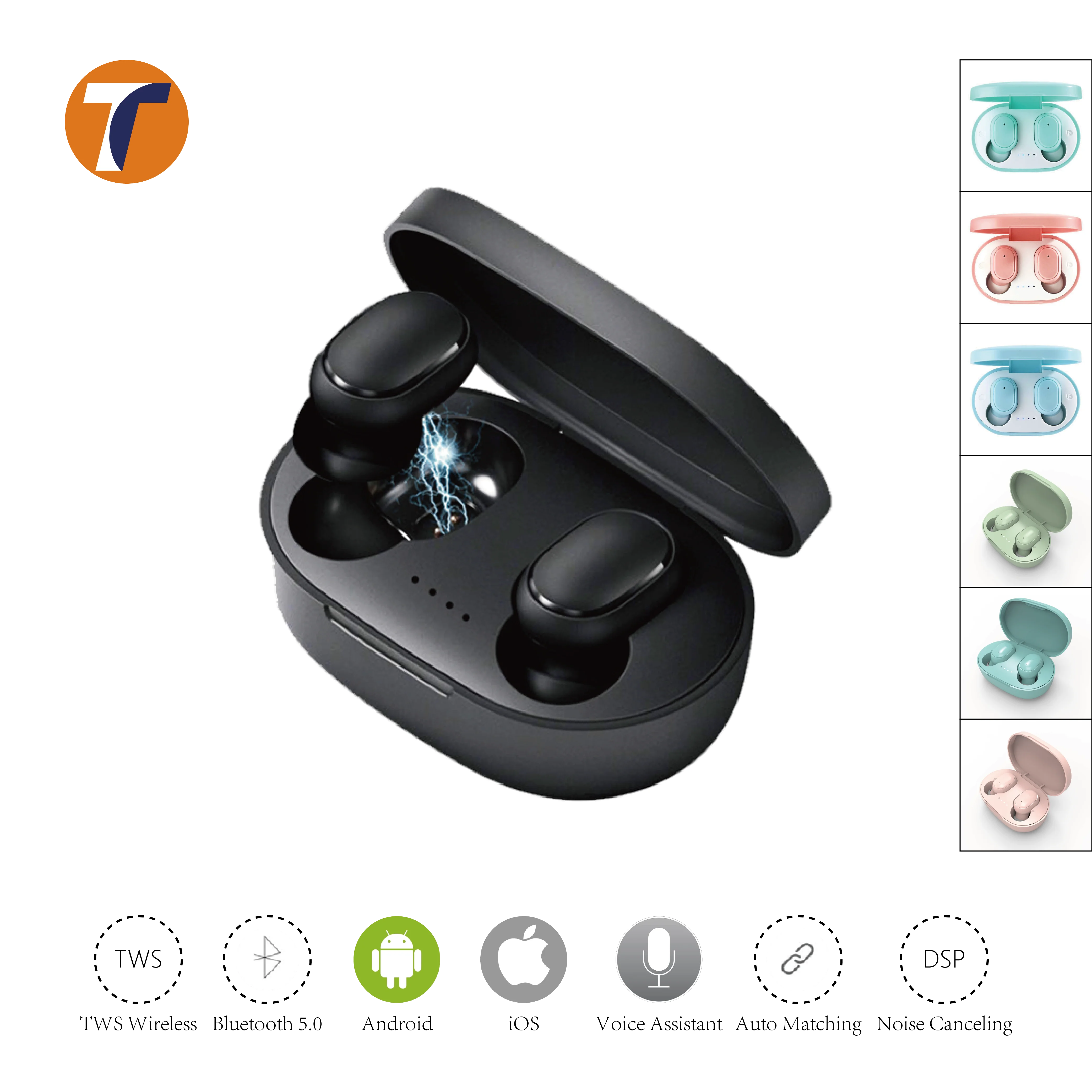 A6S Wireless Earbud Noise Cancelling HD Sound Bluetooth Wireless Earphone with Mic for Xiaomi poco x3 redmi note 9 PK Airdot 2