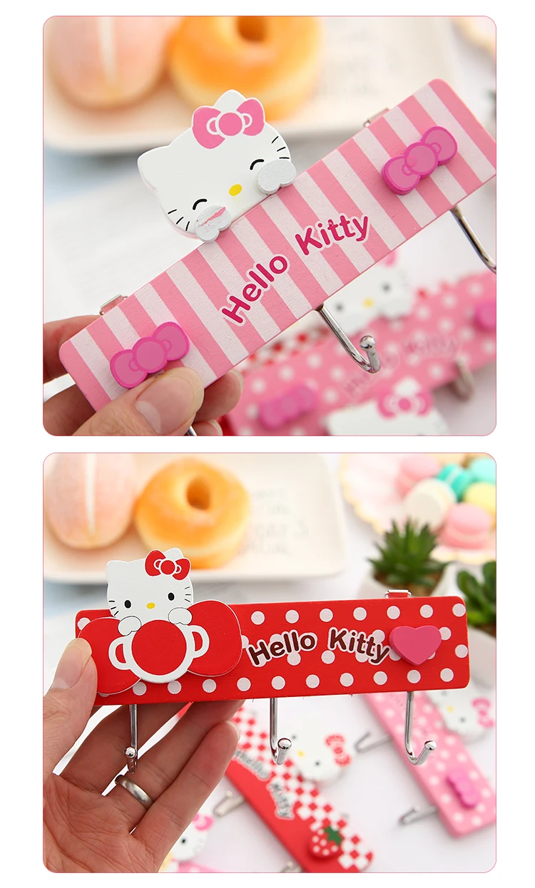 Милый мультяшный крючок hello Kitty Cat за дверью, крепкий клей, вешалка с отверстием, свободный кухонный настенный крючок, аксессуары для украшения дома