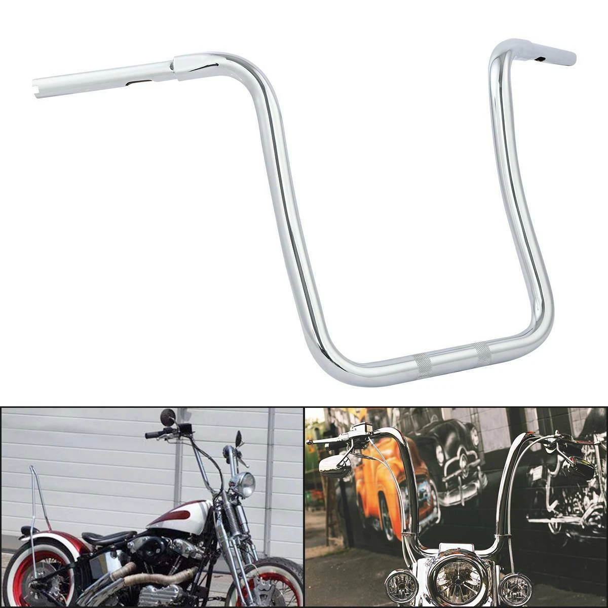 LKV Ape Hangers Handlebars 18 Inch 11/2 Chrome Motorcycle Handlebars