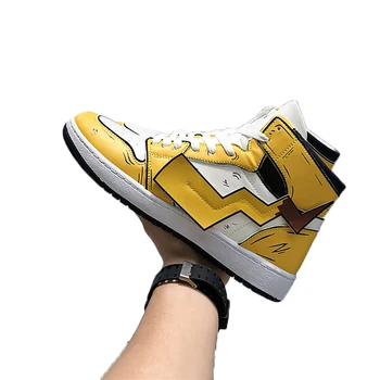 

Fashion Men Pikachu Shoes Lightweight Breathable High Top Men Vulcanized Shoes Comfortable Non-slip Shockproof Casual Men Shoes