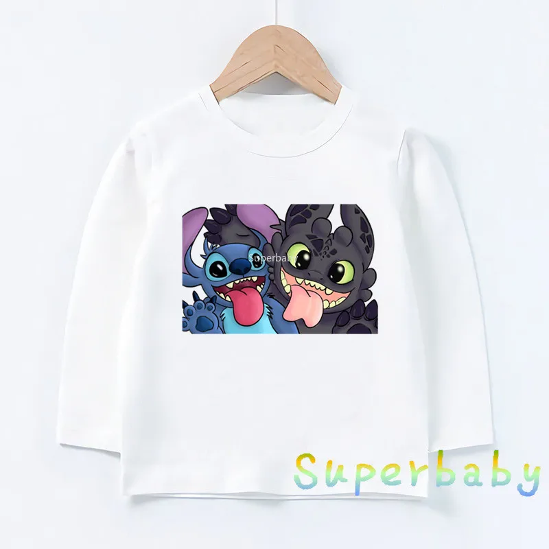 

Kids How To Train Your Dragon Toothless&Stitch&Pikachu Print T shirt Boys Girls Cartoon Tops Baby Long Sleeve T-shirt,LKP5323