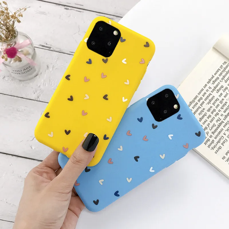 

Lovebay Candy Love Heart Phone Case For iPhone 11 Pro X XS XR Max 7 8 6 6s Plus Soft TPU Silicone Solid Color Back Cover Fundas