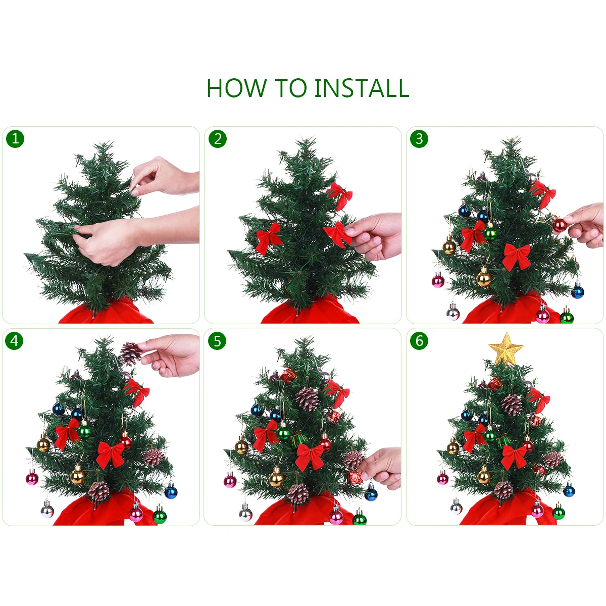 50 см цветные искусственные елки имитация на Рождество дерево с светодиодный светильник-гирлянда мини маленькие настольные рождественские украшения