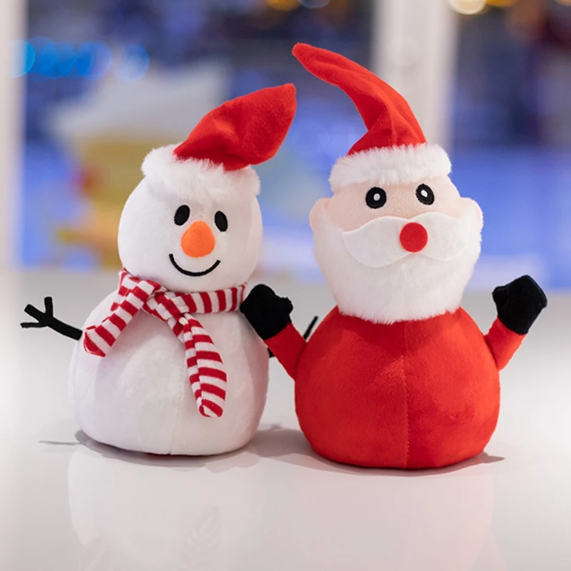 20cm Reversible Plush Snowman and Santa Toy Stuffed Plush Double-sided Snowman Santa Claus Soft Doll Kids Toys Christmas Gift